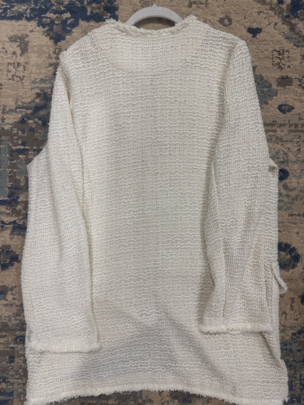 Max Studio Cream Bouclé Open-Front Long Blazer - Picture 2 of 3
